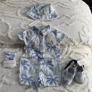 Janie and Jack Tropical Blue Baby Romper Set